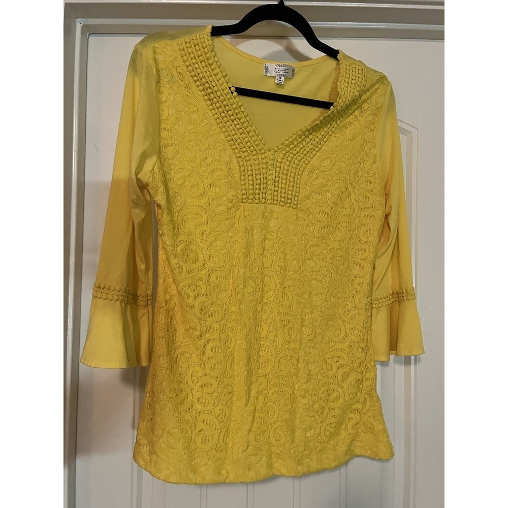 Shannon Ford New‎ York Women's Blouse Top Short Sleeve Yellow Size Medium